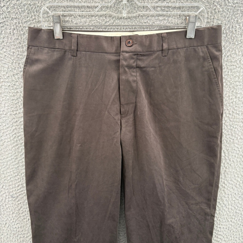 Polo Ralph Lauren Trouser Men 32x32 FITS 32x27 Brown Silk Blend Flat Front Chino